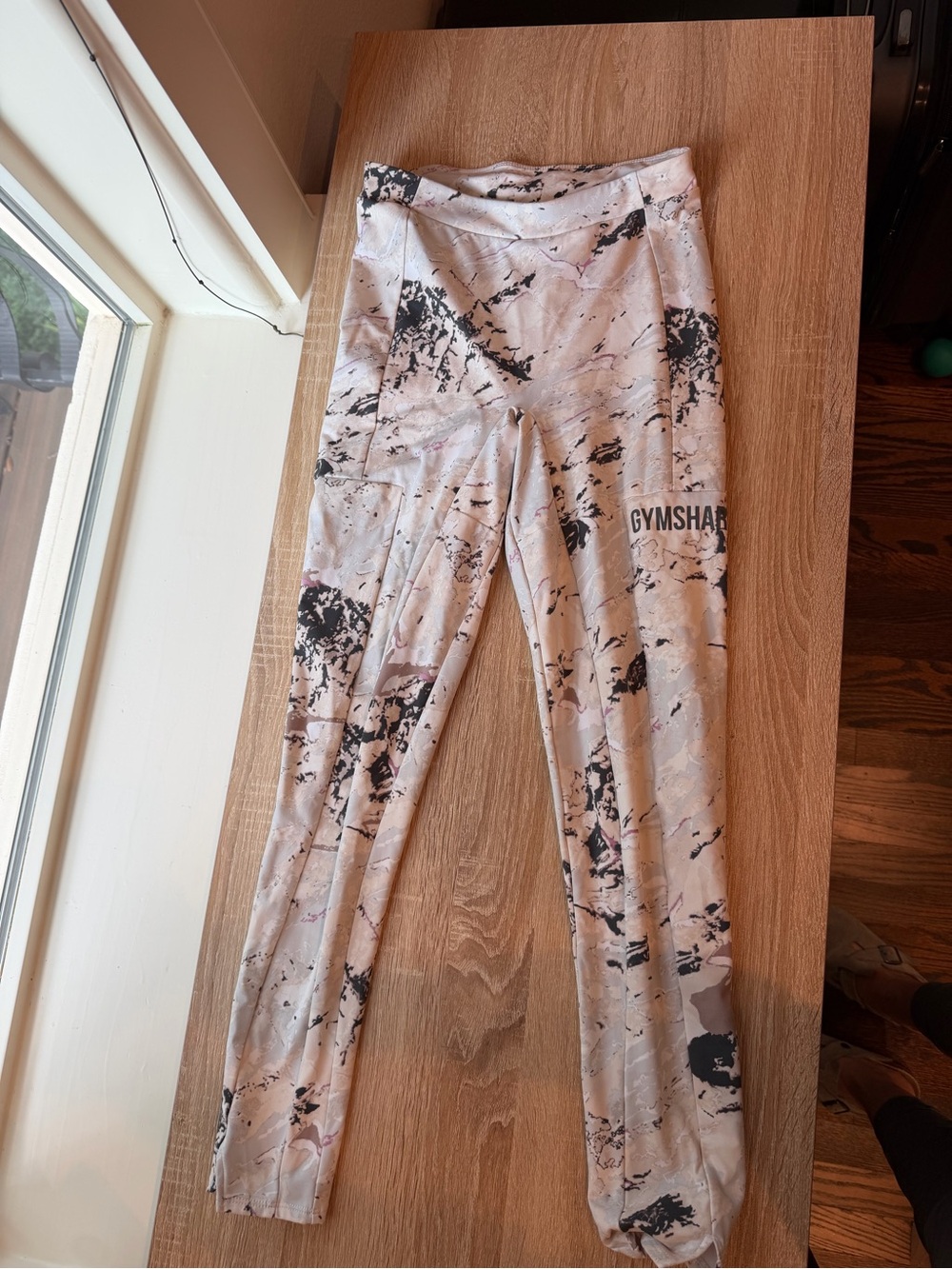 Gymshark Marble High-Waist Leggings in Pale Pink and Black